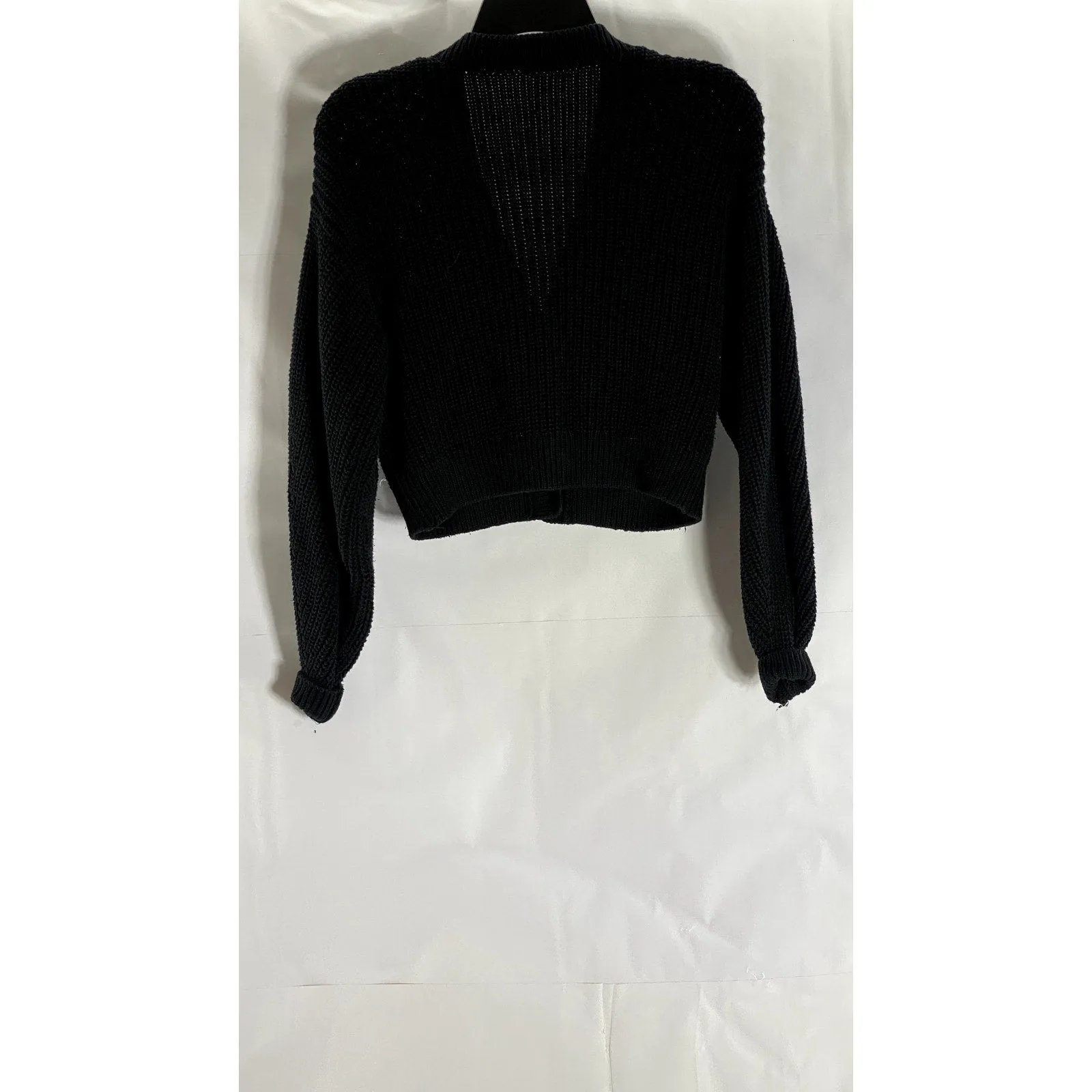 H&M Women's Black Rib Knit Three-Button V-Neck Cardigan SZ M