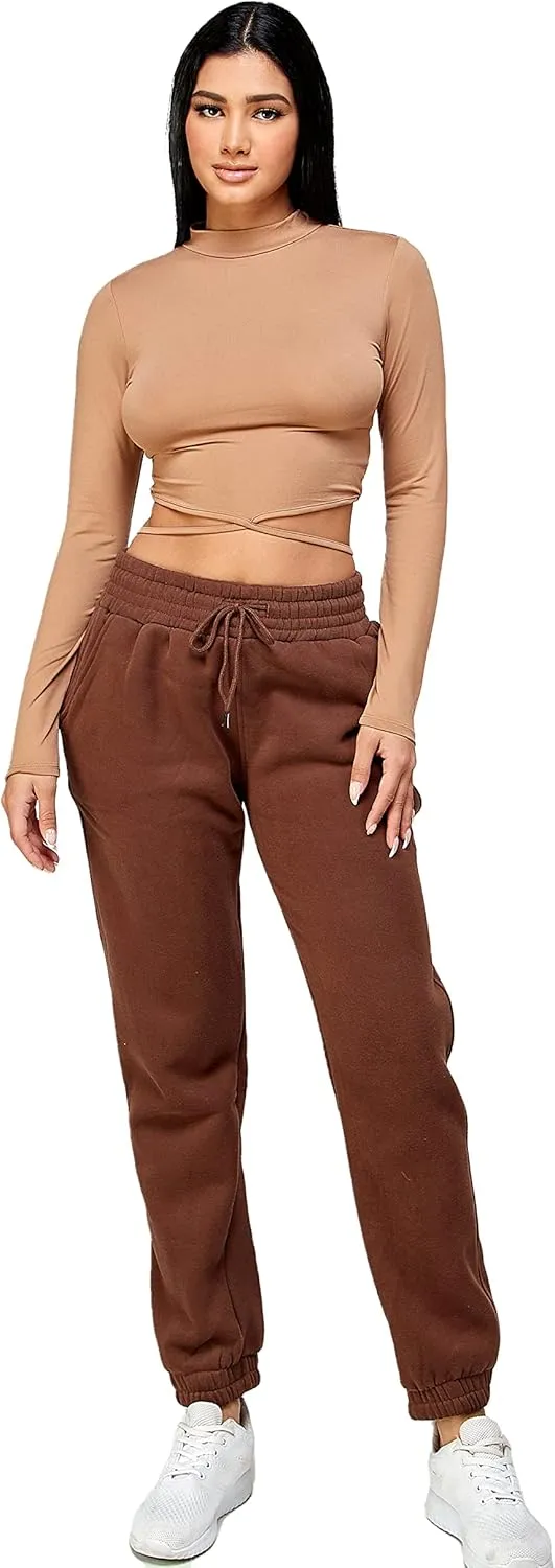 IUUI Women's High Waisted Sweatpants Fleece Joggers Pockets Cotton Lounge Athletic Baggy Pants