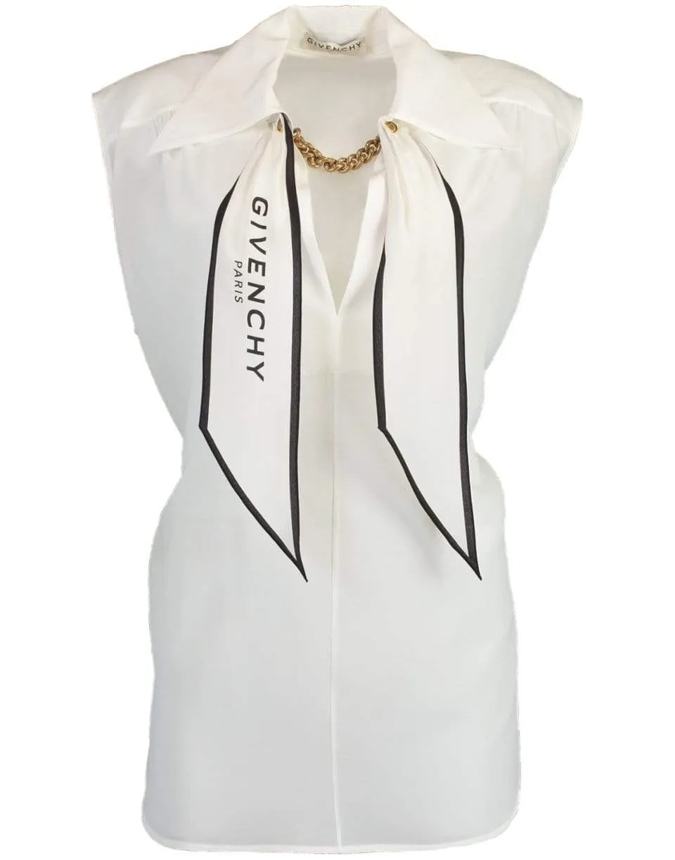 Logo Scarf and Chain Blouse