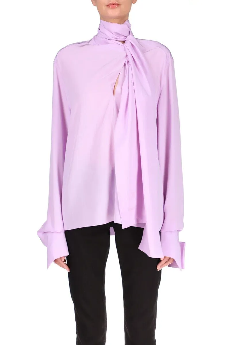Long Sleeve Blouse With Lavaliere Collar