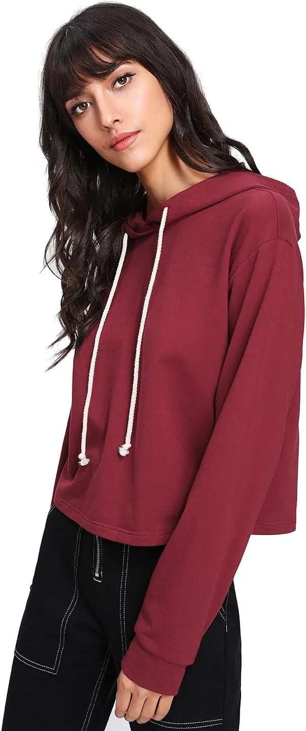 MakeMeChic Women's Cropped Hoodie Casual Workout Crop Sweatshirt Tops