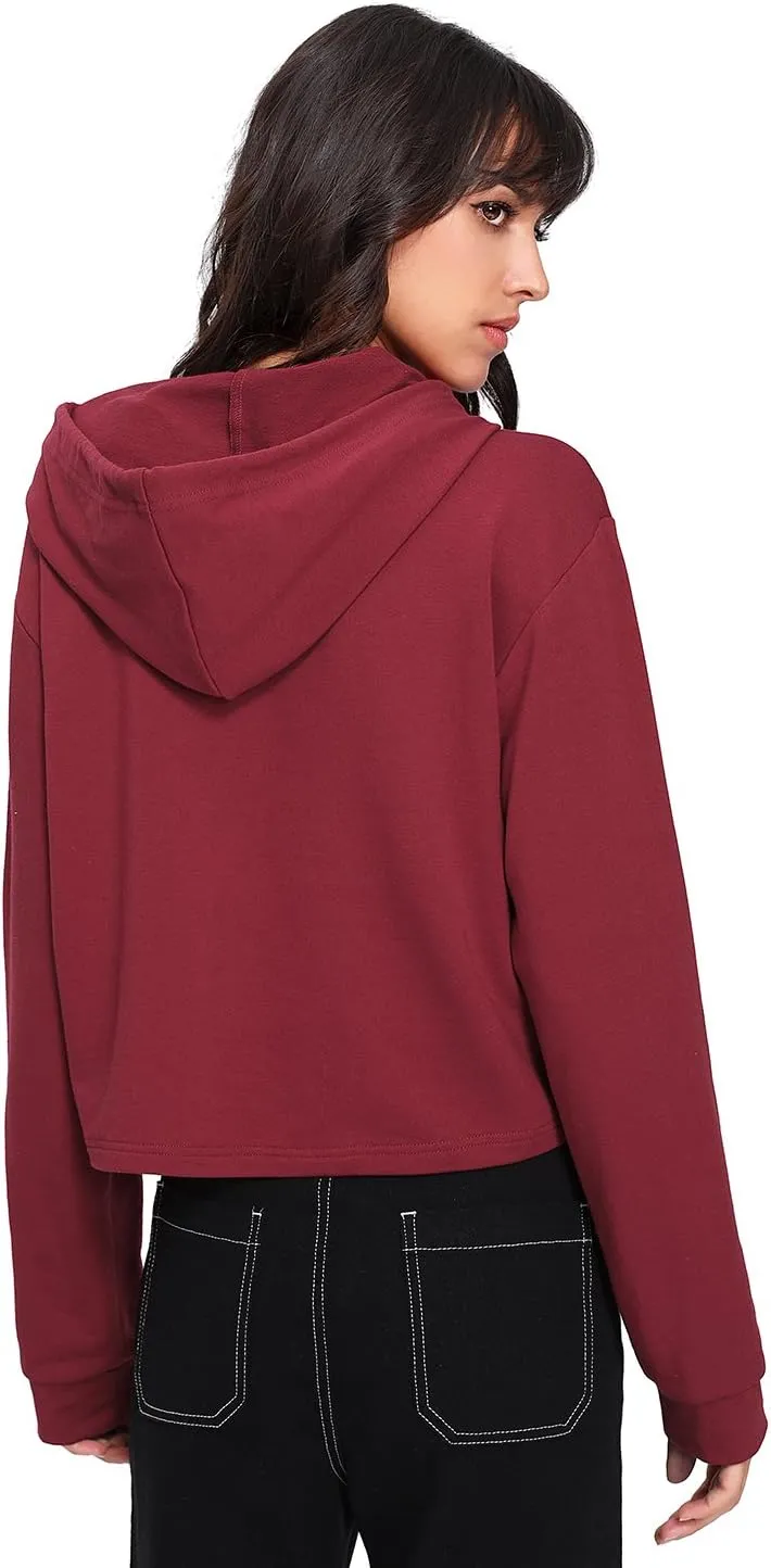 MakeMeChic Women's Cropped Hoodie Casual Workout Crop Sweatshirt Tops