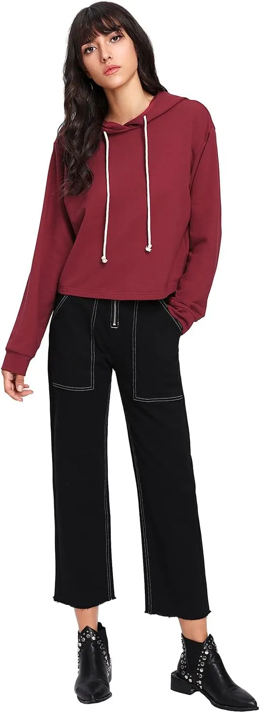 MakeMeChic Women's Cropped Hoodie Casual Workout Crop Sweatshirt Tops