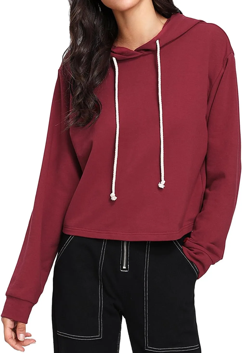 MakeMeChic Women's Cropped Hoodie Casual Workout Crop Sweatshirt Tops
