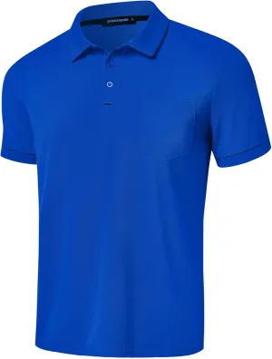 Men's Classic Short Sleeve Polo Shirt Casual Lightweight Solid Golf Shirts with Pocket