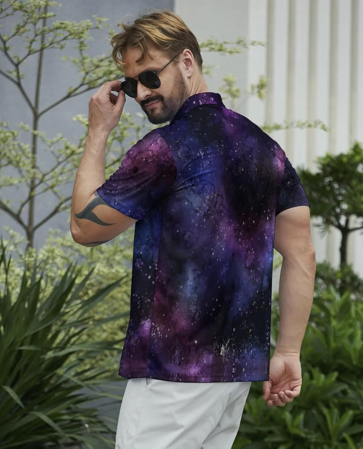 Men's Funny Golf Polo Shirts Short Sleeve Performance Golf Shirts Hawaiian Golf Polos for Summer