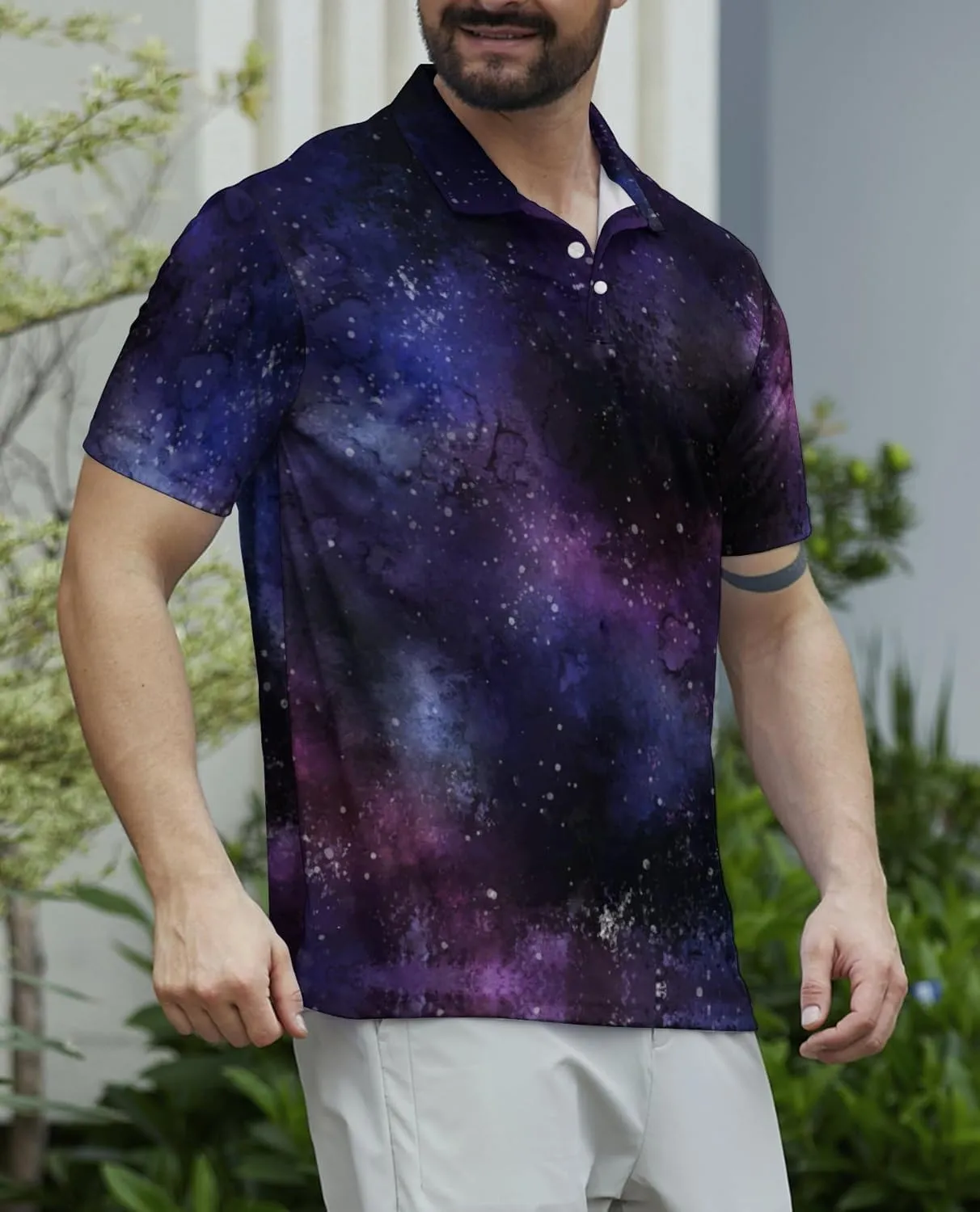 Men's Funny Golf Polo Shirts Short Sleeve Performance Golf Shirts Hawaiian Golf Polos for Summer