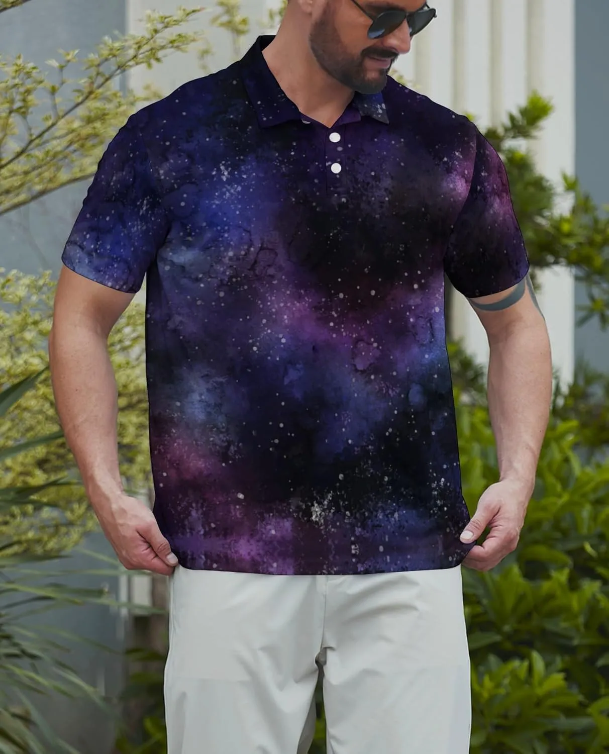 Men's Funny Golf Polo Shirts Short Sleeve Performance Golf Shirts Hawaiian Golf Polos for Summer