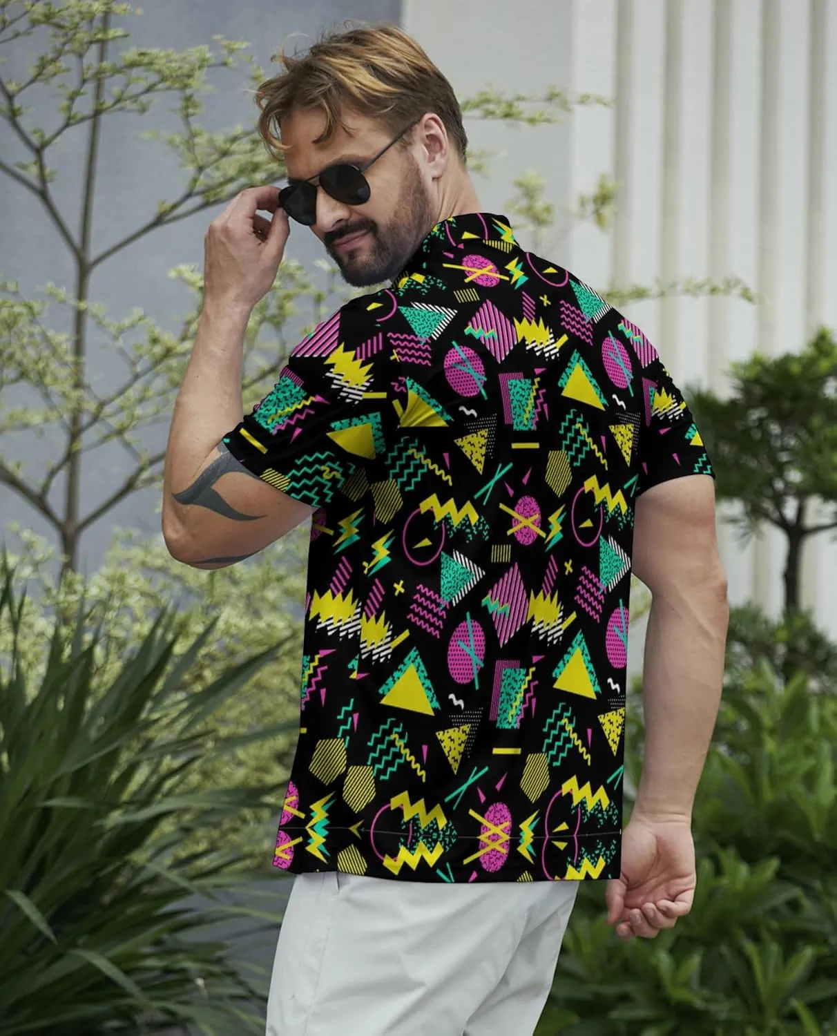 Men's Funny Golf Polo Shirts Short Sleeve Performance Golf Shirts Hawaiian Golf Polos for Summer