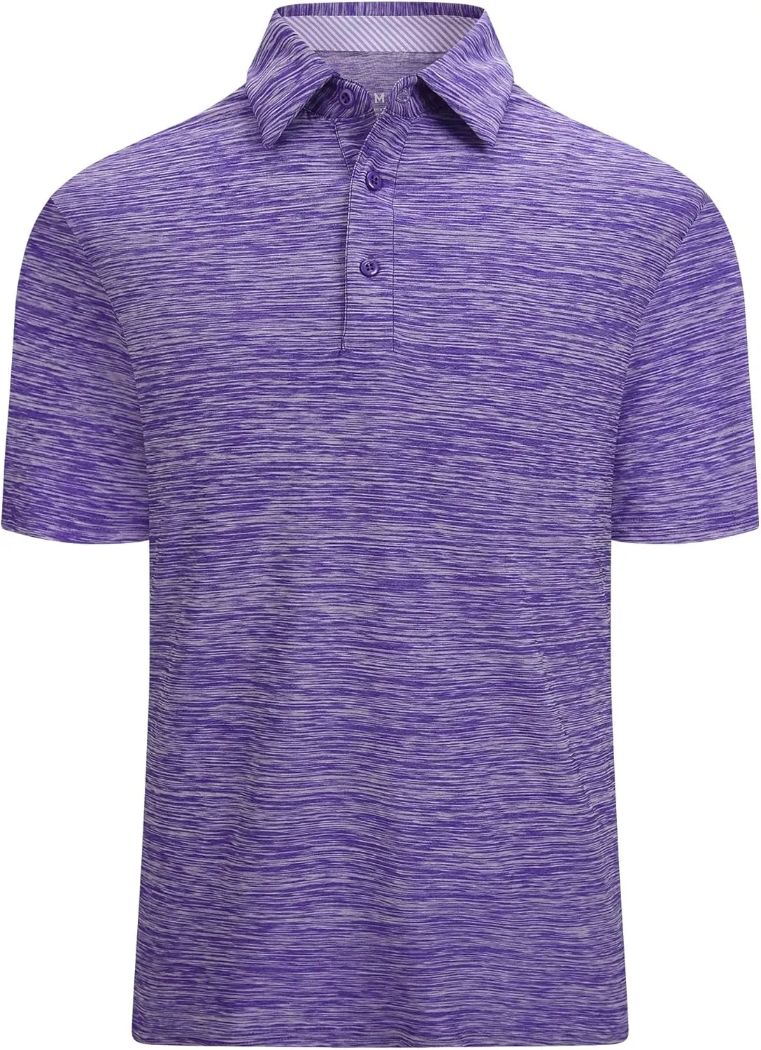 Mens Golf Polo Shirt Moisture Wicking Dry Fit Performance Athletic Short Sleeve Striped Golf Shirts for Men