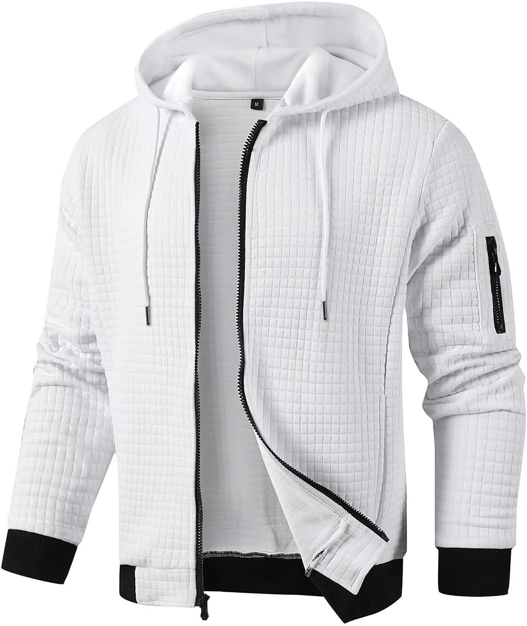 Mens Lightweight Hoodie Full Zip Sweatshirt Casual Jacket Coat