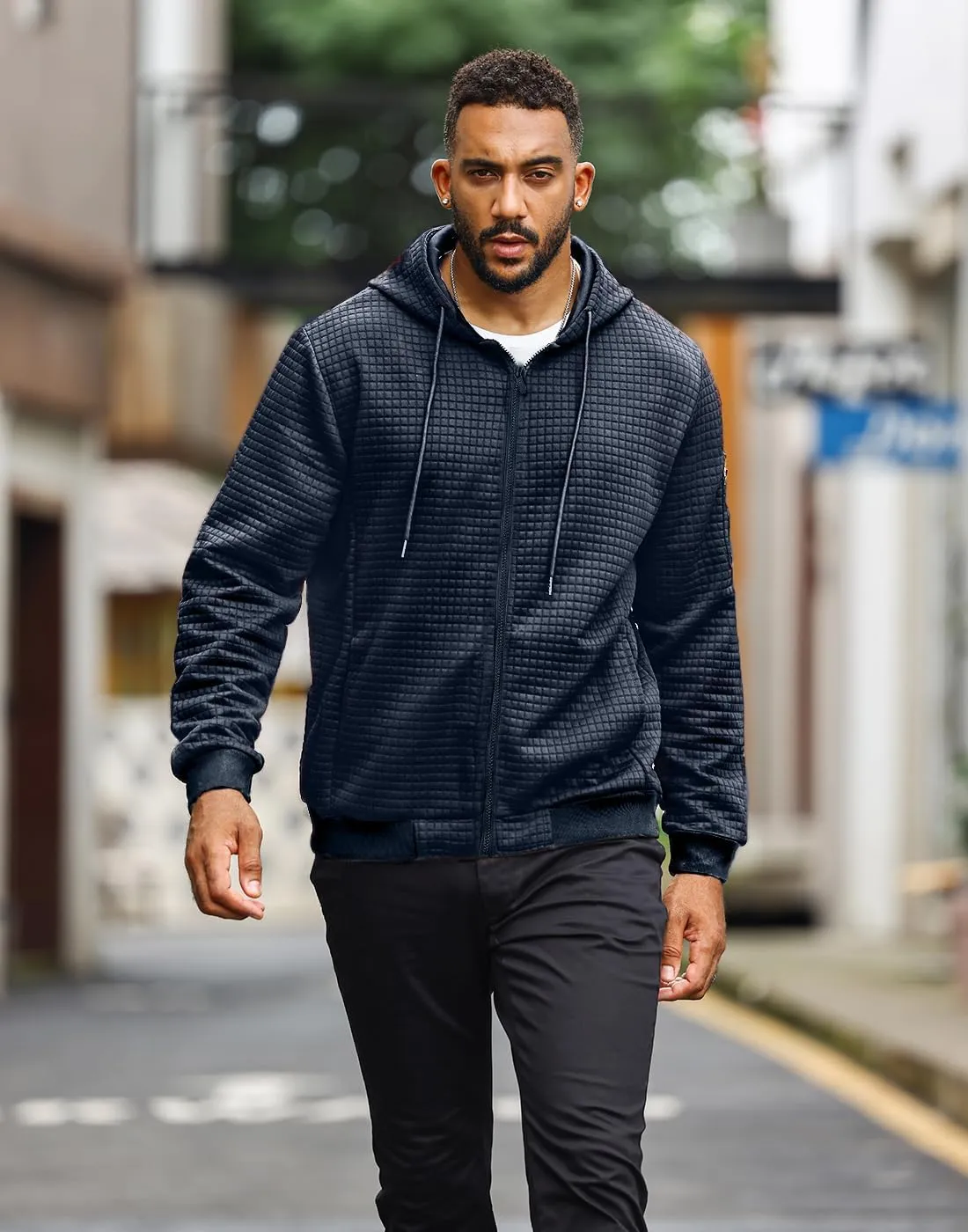 Mens Lightweight Hoodie Full Zip Sweatshirt Casual Jacket Coat