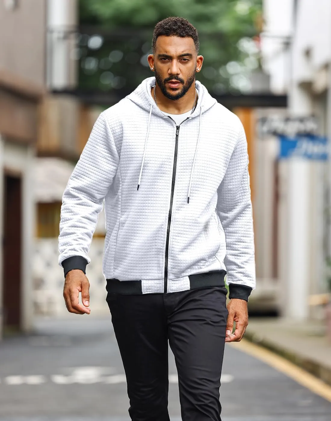 Mens Lightweight Hoodie Full Zip Sweatshirt Casual Jacket Coat
