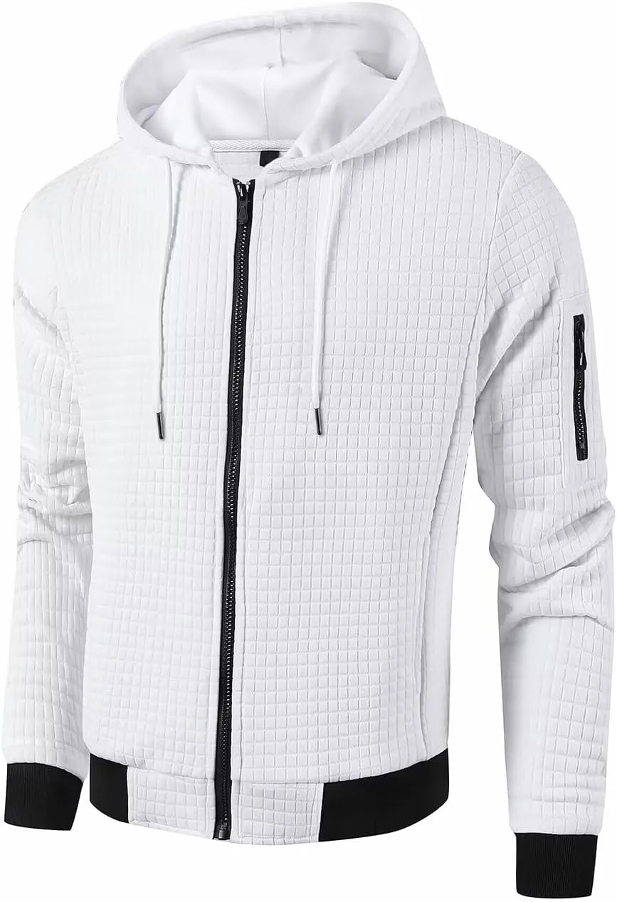 Mens Lightweight Hoodie Full Zip Sweatshirt Casual Jacket Coat