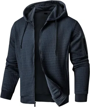 Mens Lightweight Hoodie Full Zip Sweatshirt Casual Jacket Coat