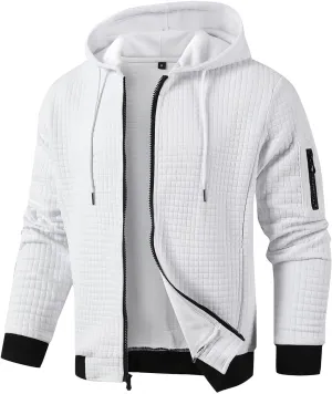 Mens Lightweight Hoodie Full Zip Sweatshirt Casual Jacket Coat