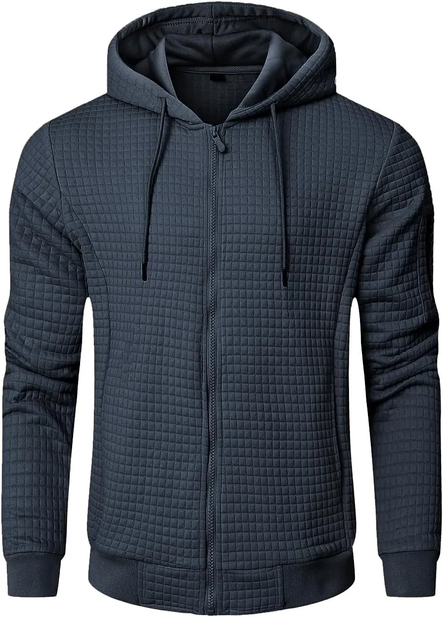 Mens Lightweight Hoodie Full Zip Sweatshirt Casual Jacket Coat