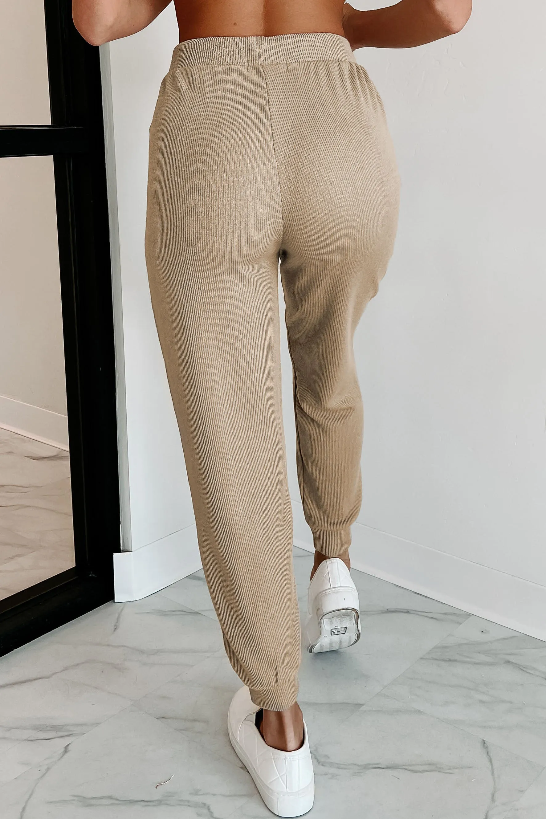 Natural Comfort Knit Drawstring Joggers (Taupe)
