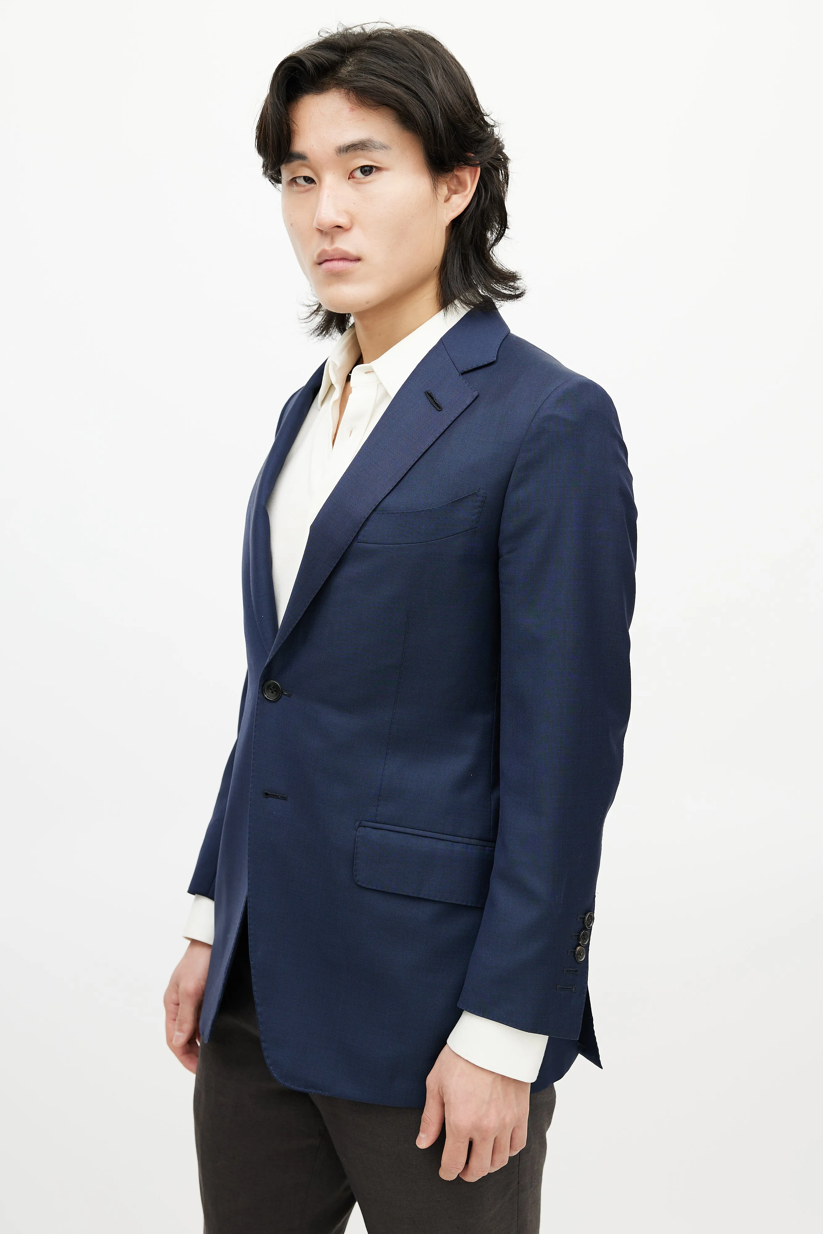 Navy Wool Four Pocket Blazer
