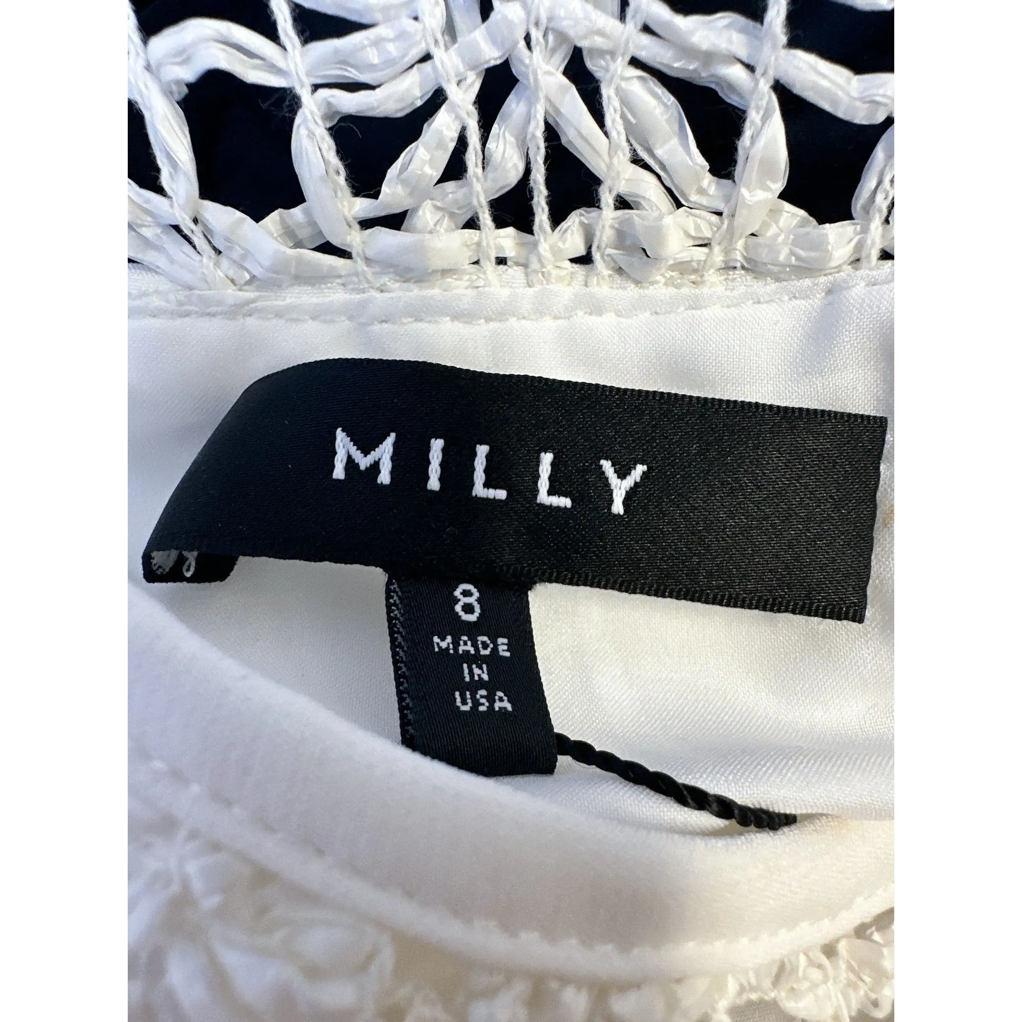 NWT Milly Lace Yoke White Short Sleeve Top Size 8