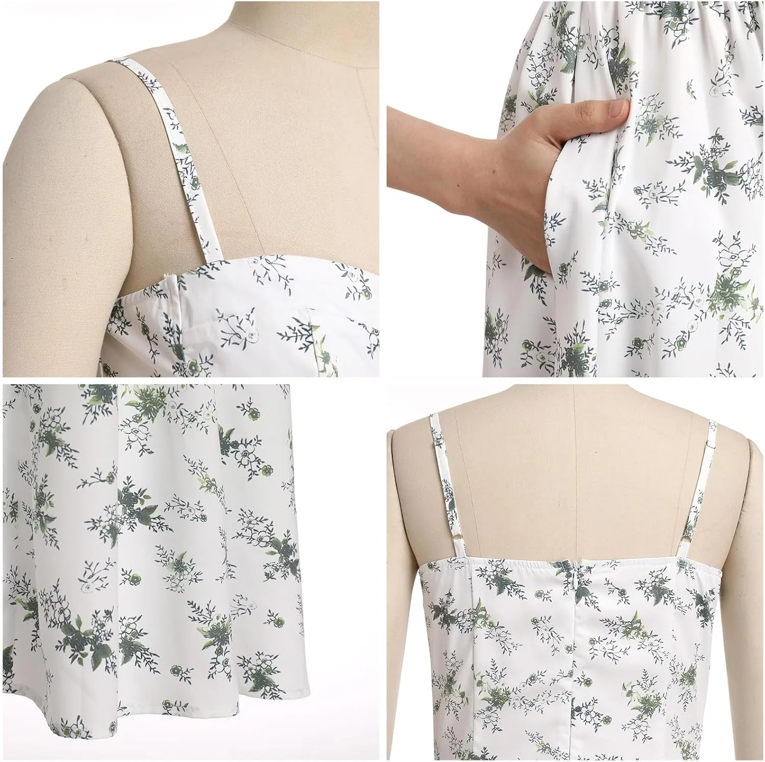 OBEEII Women Corset Dress Floral Bustier Midi Dress Flowy Spaghetti Straps Low Cut Summer Sun Dress