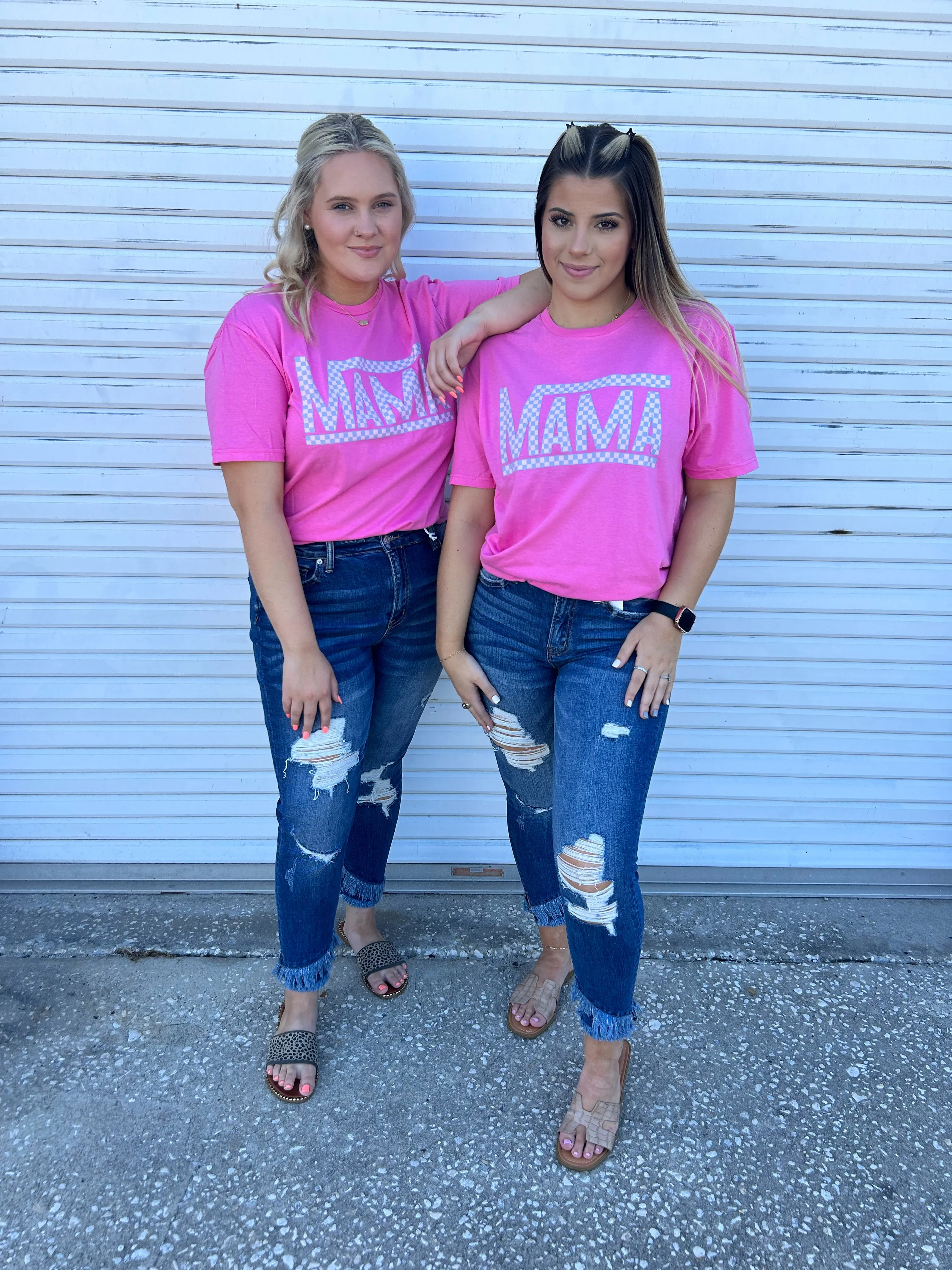 Pink Mama Checkerboard Graphic Tee