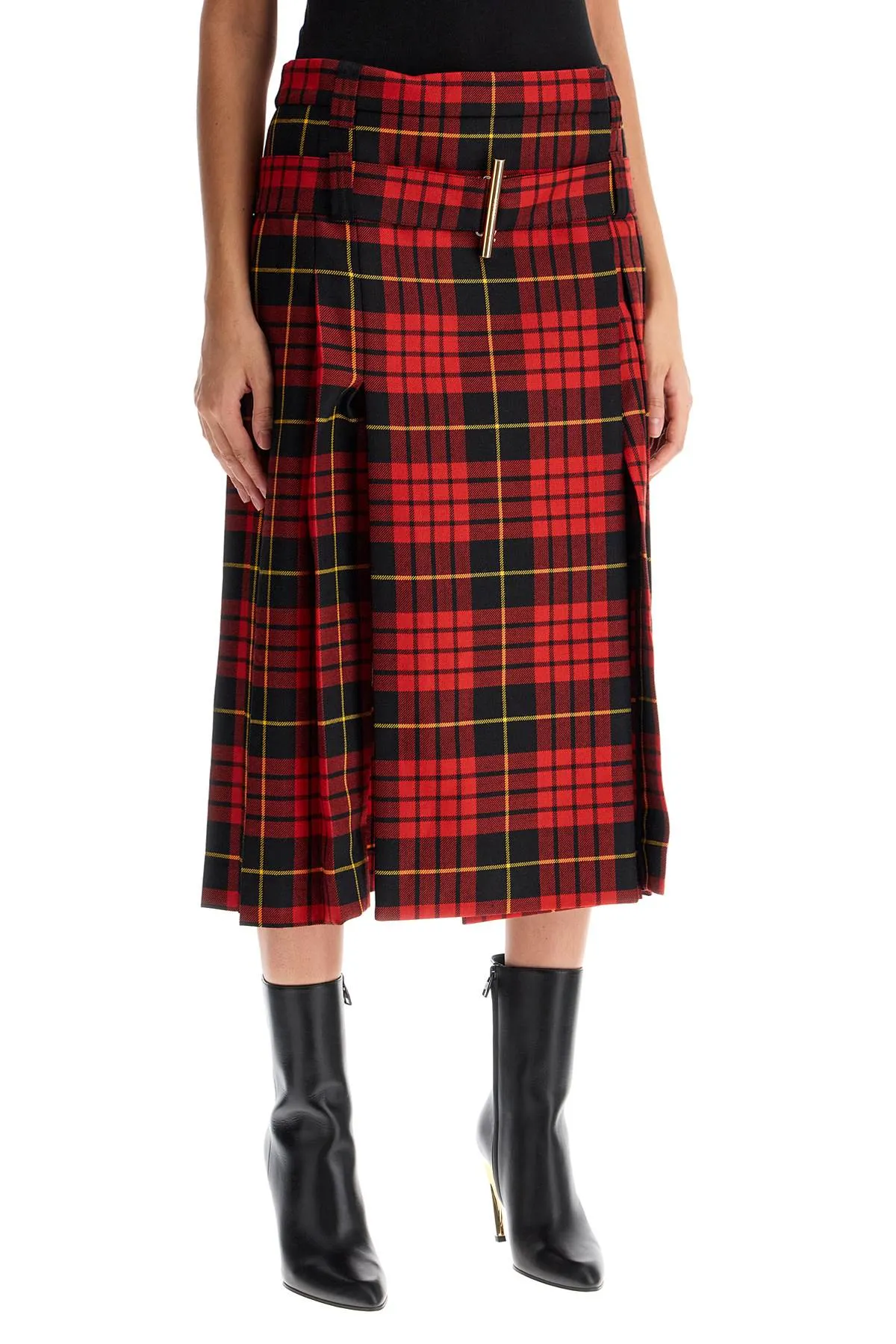 PLAID PLEATED SKIRT WITH