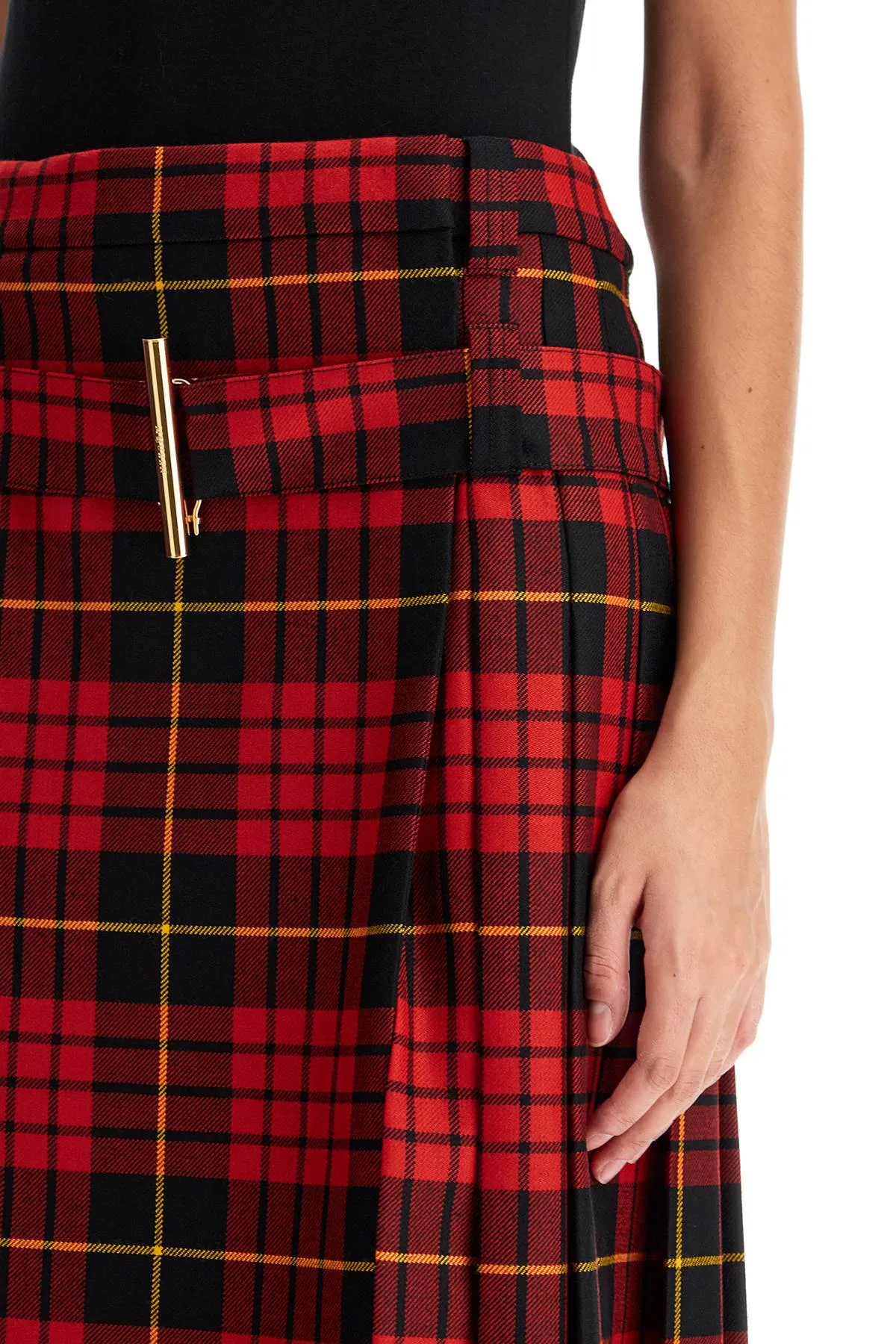 PLAID PLEATED SKIRT WITH