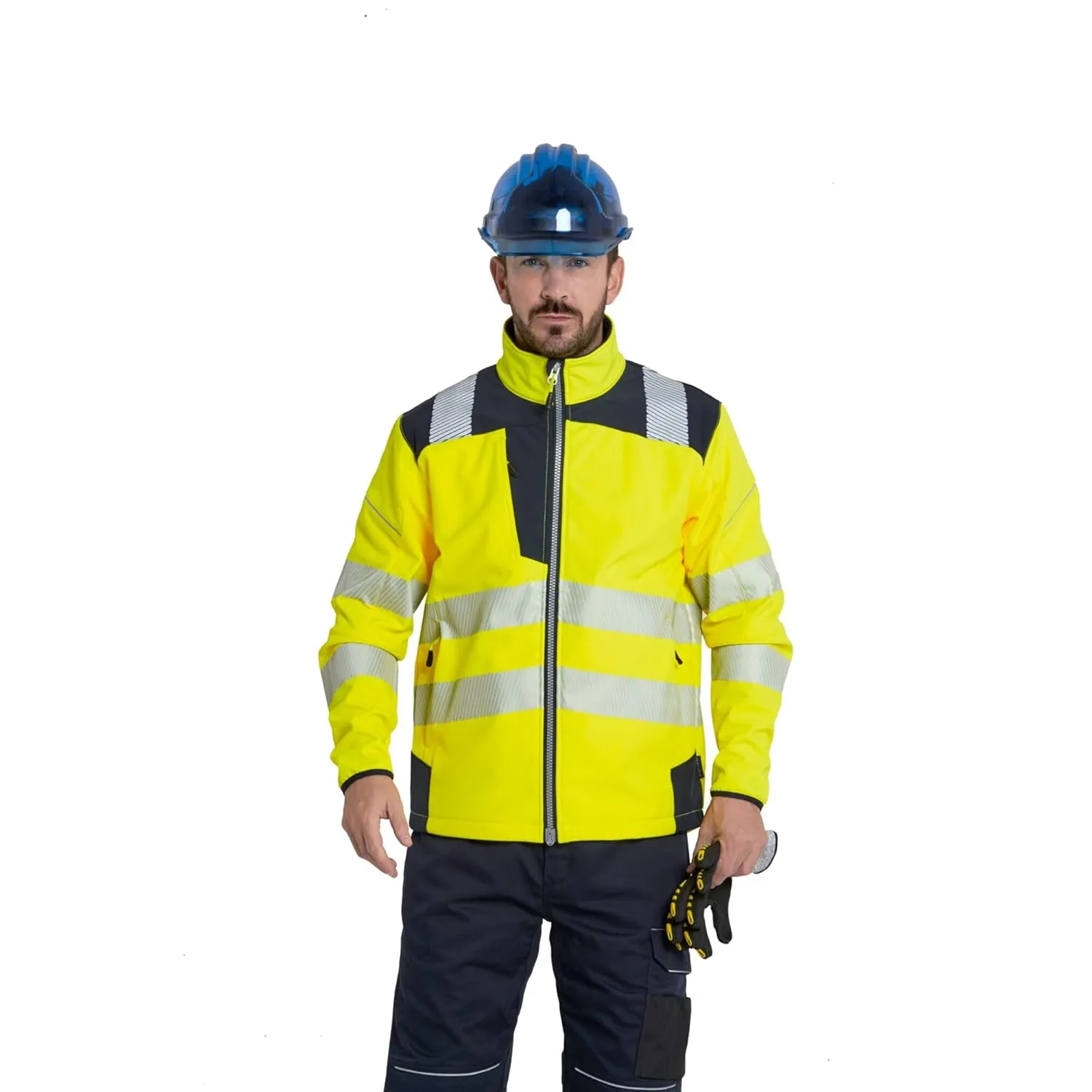 Portwest PW3 Hi-Vis Softshell Jacket Work Safety Protective Reflective Waterproof Coat ANSI 3, X Large