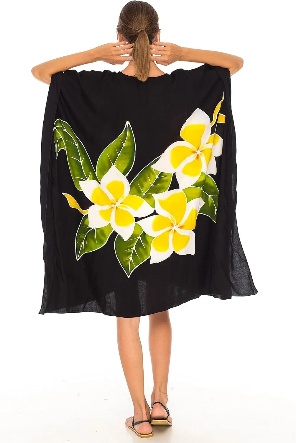 SHU-SHI Womens Short Beach Swimsuit Cover Up Poncho Dress Plus Size Kaftan