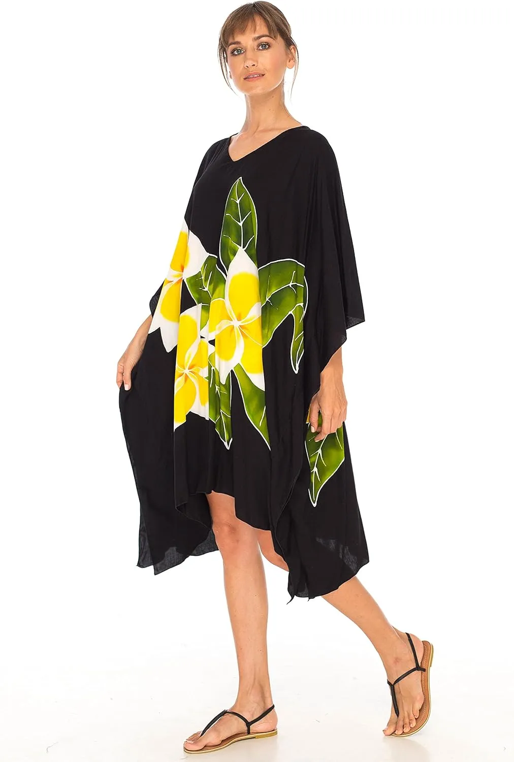 SHU-SHI Womens Short Beach Swimsuit Cover Up Poncho Dress Plus Size Kaftan