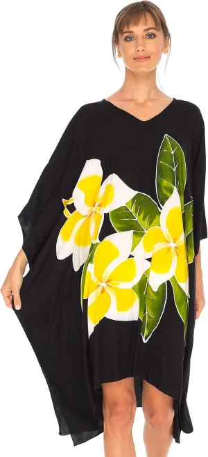 SHU-SHI Womens Short Beach Swimsuit Cover Up Poncho Dress Plus Size Kaftan