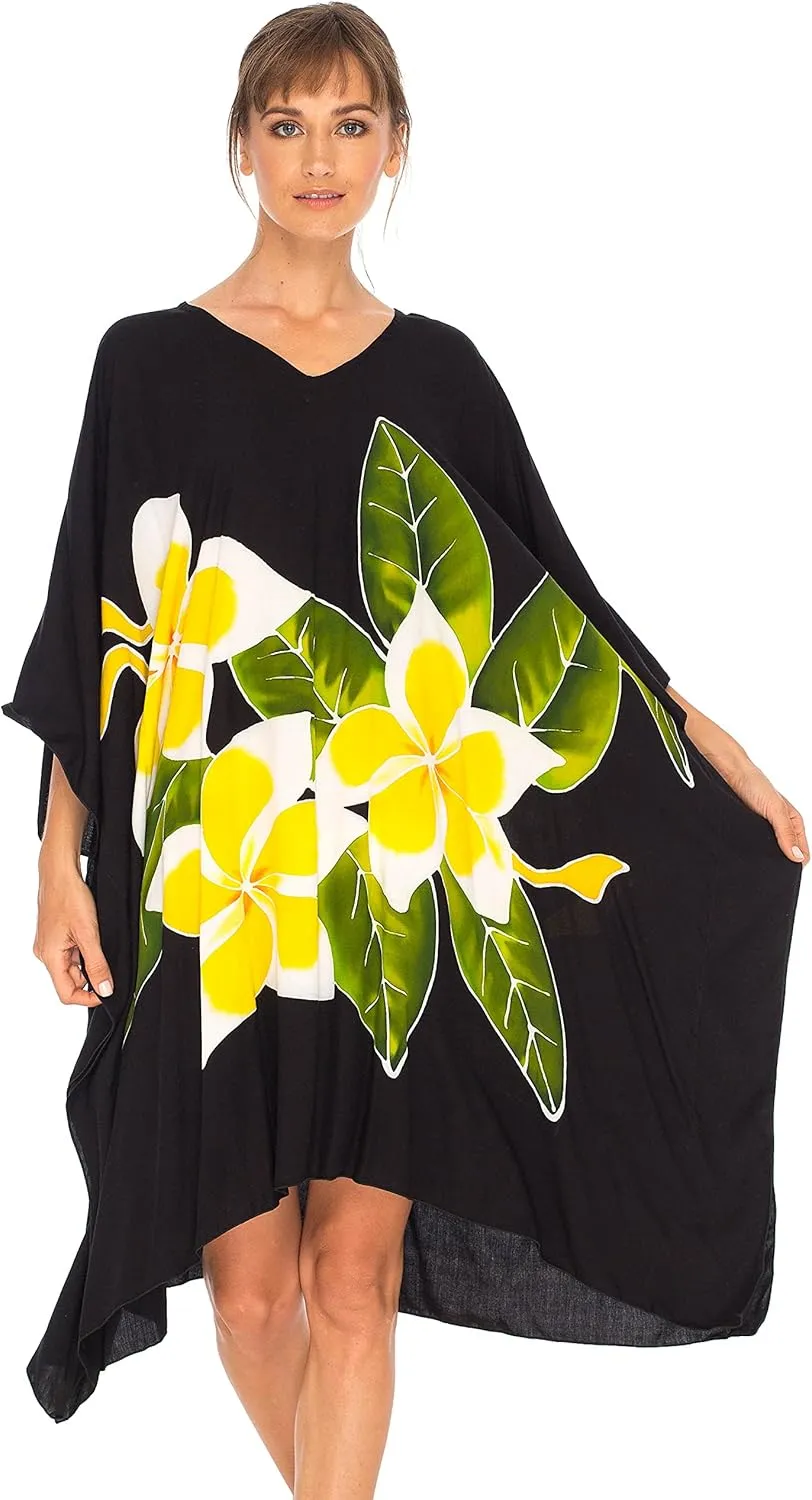 SHU-SHI Womens Short Beach Swimsuit Cover Up Poncho Dress Plus Size Kaftan