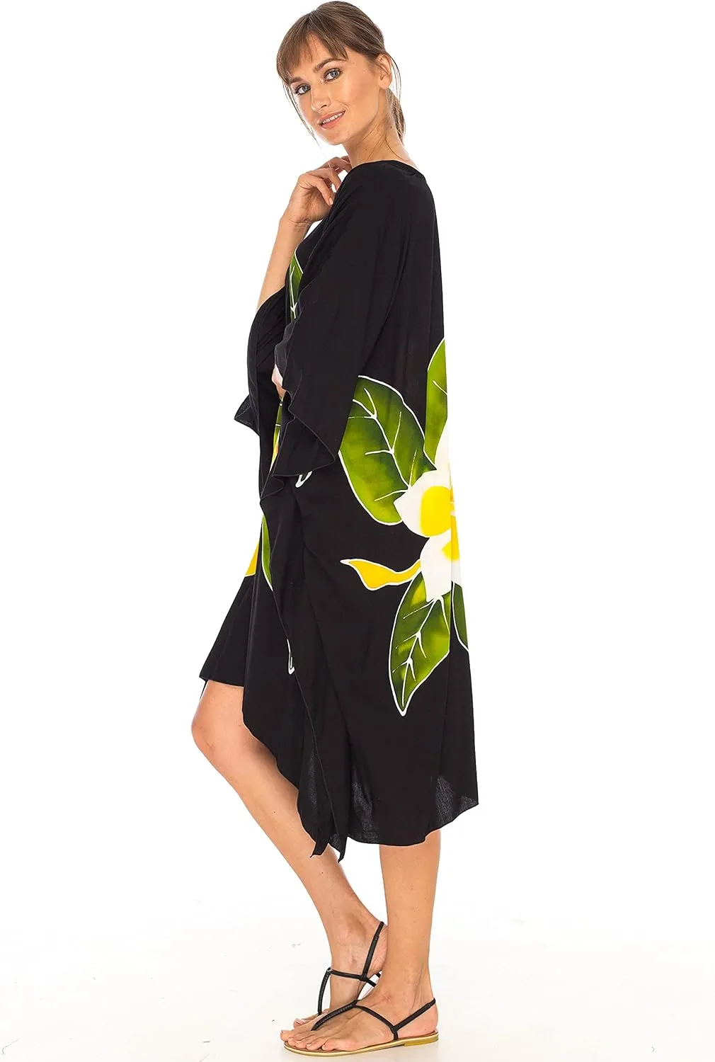 SHU-SHI Womens Short Beach Swimsuit Cover Up Poncho Dress Plus Size Kaftan