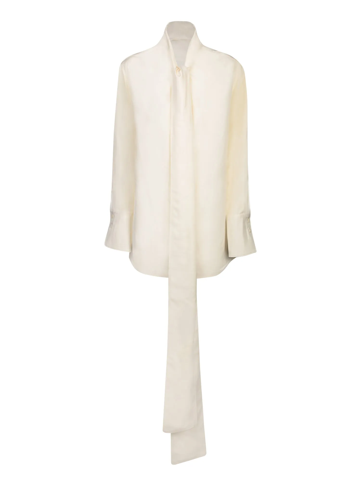 Silk blouse with lavalliere collar