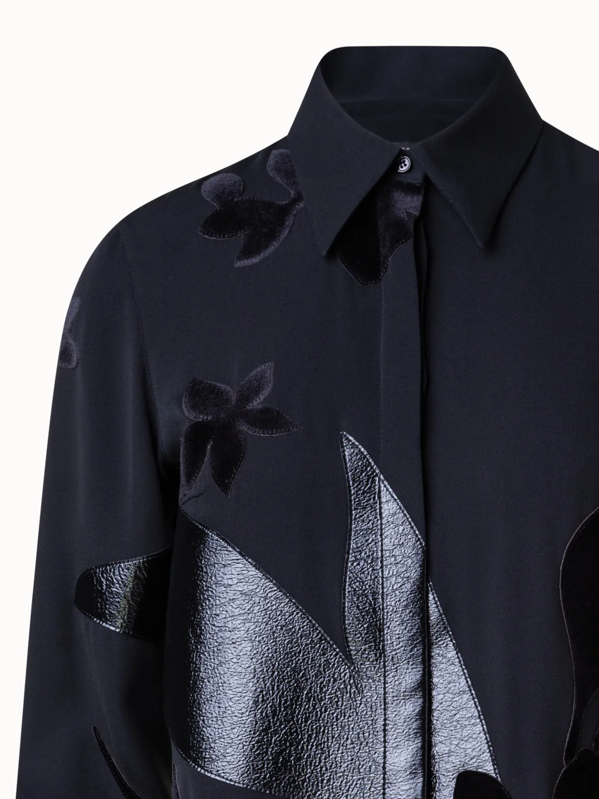 Silk Crêpe Abraham Flower Patchwork Blouse