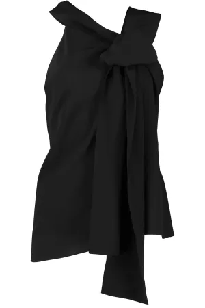 Sleeveless Blouse With Lavaliere Collar
