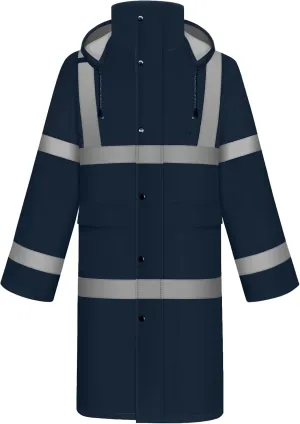 TCCFCCT Rain Jacket Men Hi Vis Rain Suits for Men Waterproof with Hood, Heavy Duty Long Rain Coats for Men Work,Safety Rain Gear for Men Women for Hiking Camping Outdoor Activities, L Navy Blue