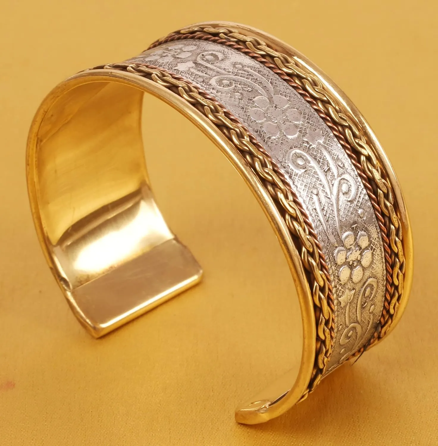 Touchstone Indian Bollywood Handcrafted Slip In Easy To Wear Stylish Wrist Enhancer Designer Broad Jewelry Cuff Bracelet For Women and Men.