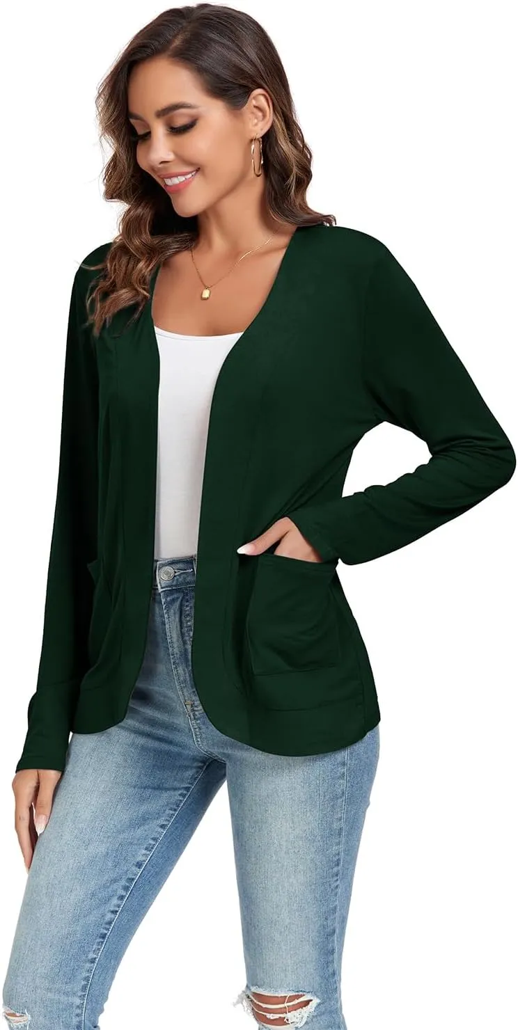 TownCat Womens Lightweight Cardigan with Pockets Long Sleeve Open Front Cardigan for Women