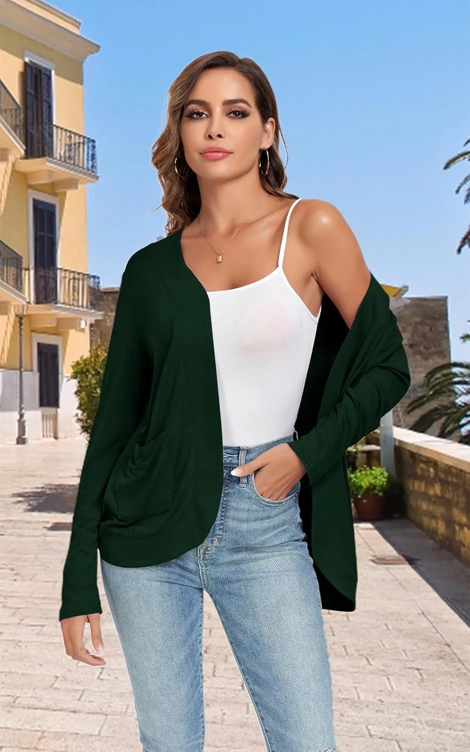 TownCat Womens Lightweight Cardigan with Pockets Long Sleeve Open Front Cardigan for Women