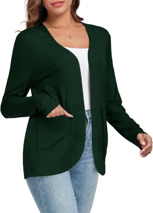 TownCat Womens Lightweight Cardigan with Pockets Long Sleeve Open Front Cardigan for Women