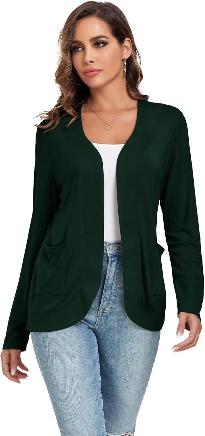 TownCat Womens Lightweight Cardigan with Pockets Long Sleeve Open Front Cardigan for Women