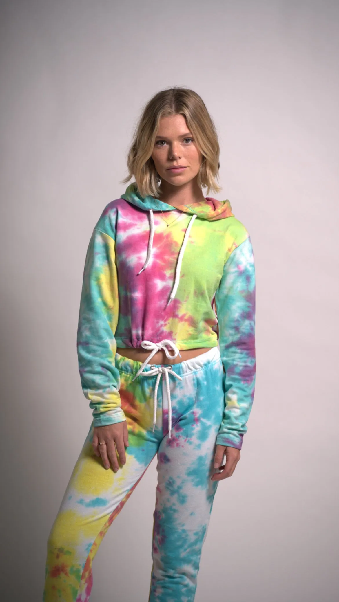 Two Piece Women's Tracksuits Sweatshirt Hoodie Tie Dye  Long Sleeve