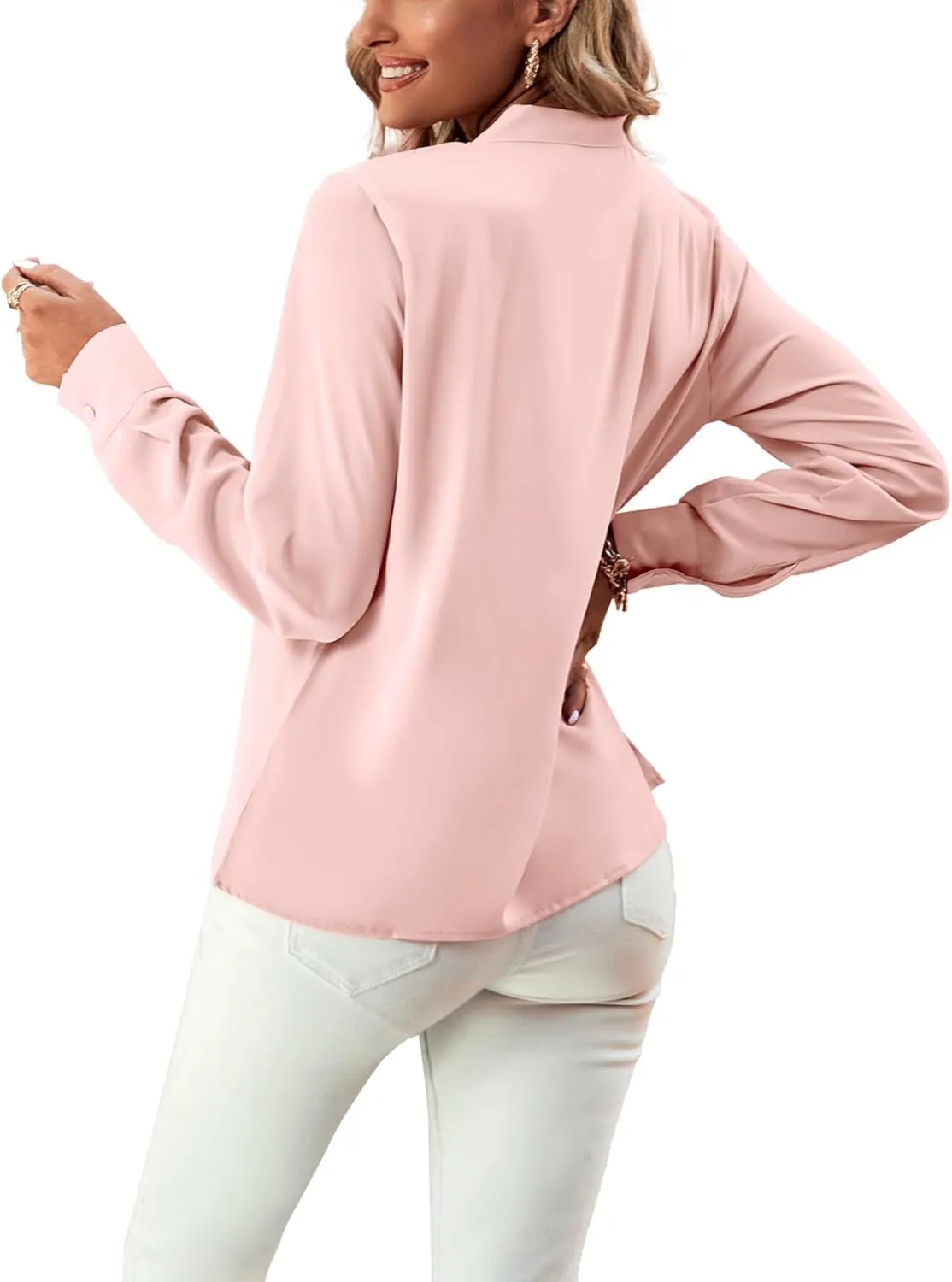 Umenlele Women's Elegant Tie Knot Mock Neck Ruched Long Sleeve Blouse Shirt Top