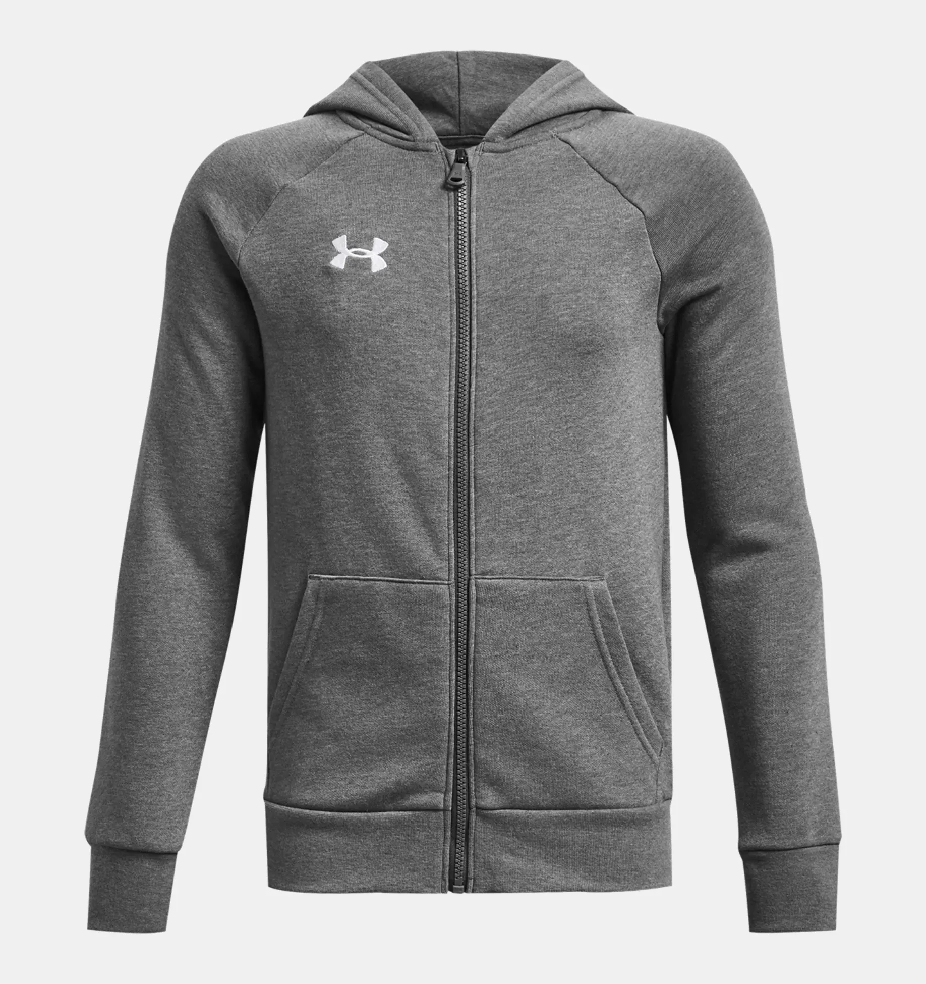 Under Armour Boys' UA Rival Fleece Full-Zip Hoodie - Black, Castlerock Light Heather