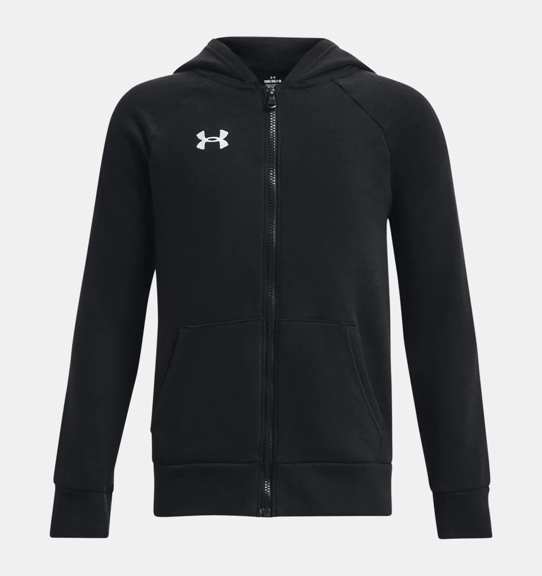 Under Armour Boys' UA Rival Fleece Full-Zip Hoodie - Black, Castlerock Light Heather