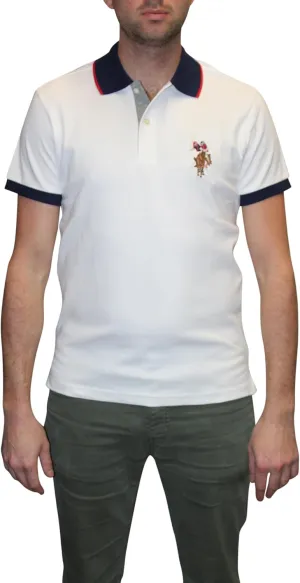U.S. POLO ASSN. Men's Short Sleeve Slim Fit Multicolor Pony Interlock Polo Shirt
