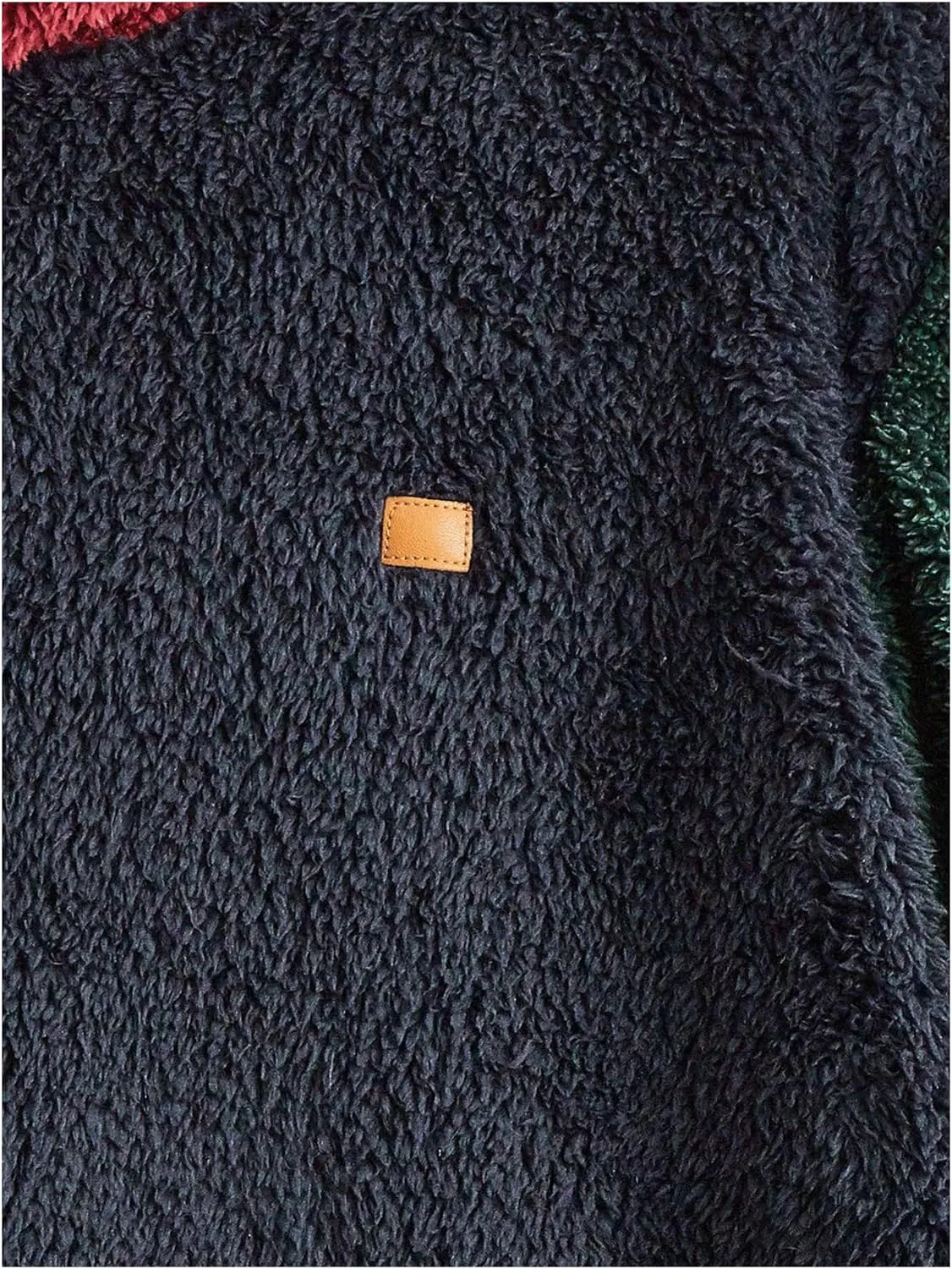 Verdusa Men's Color Block Fuzzy Fleece Hooded Sweatshirt Long Sleeve Pullover Hoodies