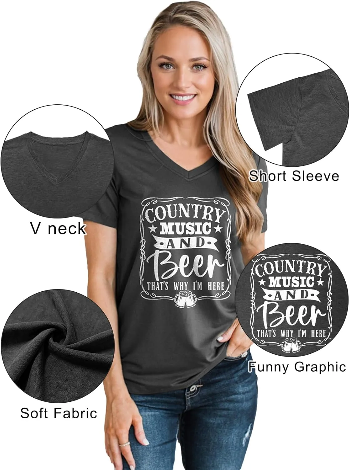 Women V Neck Sunflower Graphic Shirt Cute Dandelion Teen Girls Tee Tops Short Sleeve Cowgirls Casual T Shirts